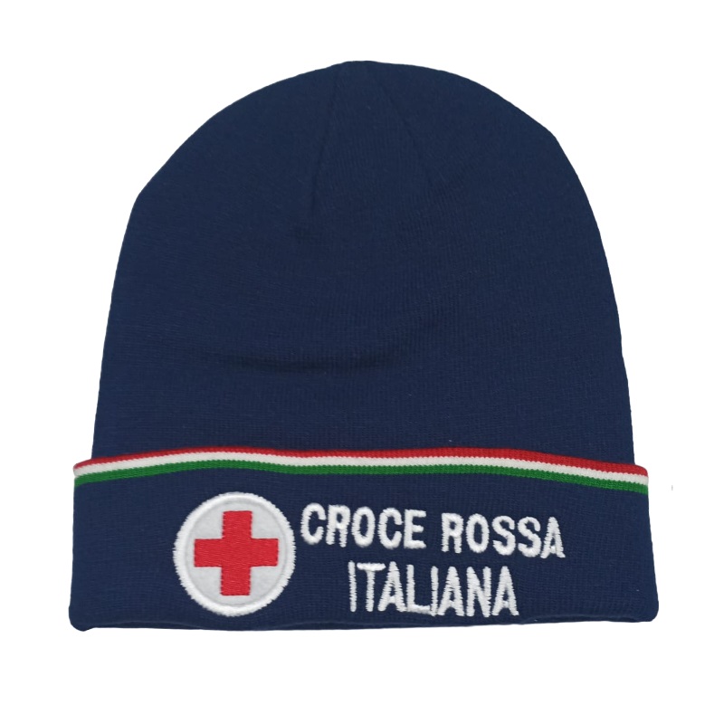 Berretto Invernale Di Lana Con Ricamo Croce - Unisex, Nero, Taglia Unica