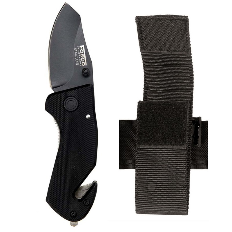 Coltello da soccorso taglia cinture rompi vetro + fodera porta