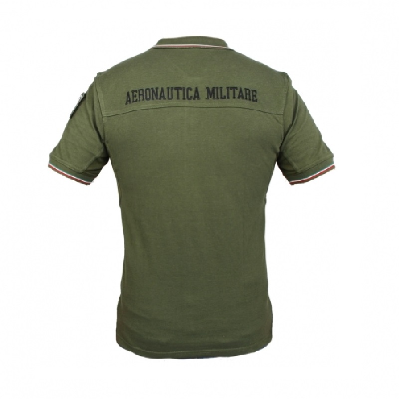 Polo Maniche Corte con Bordo Tricolore Verde Militare