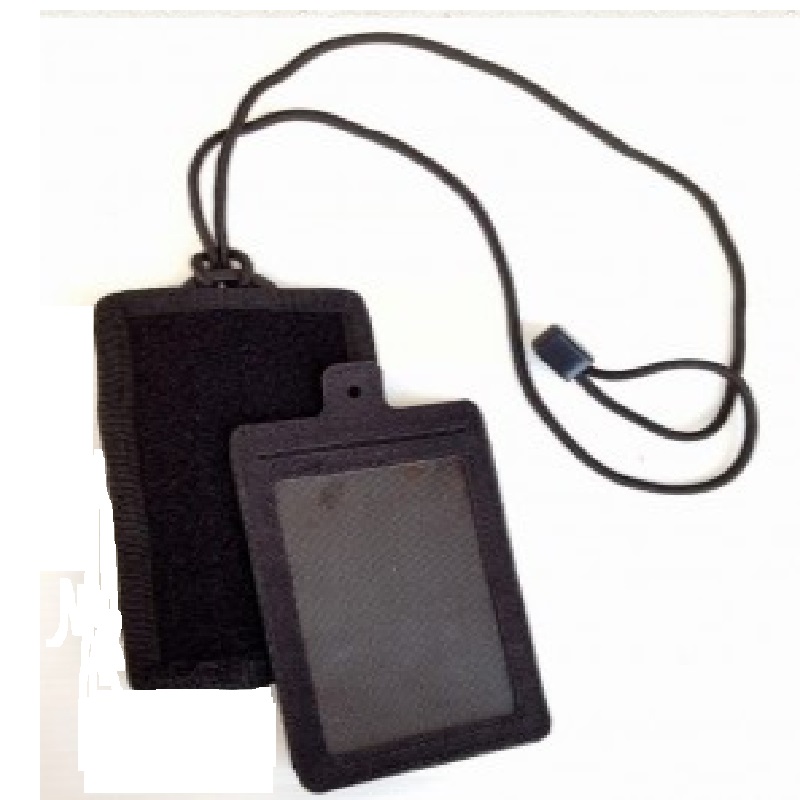 Porta badge tesserino da collo velcrabile id card case nero