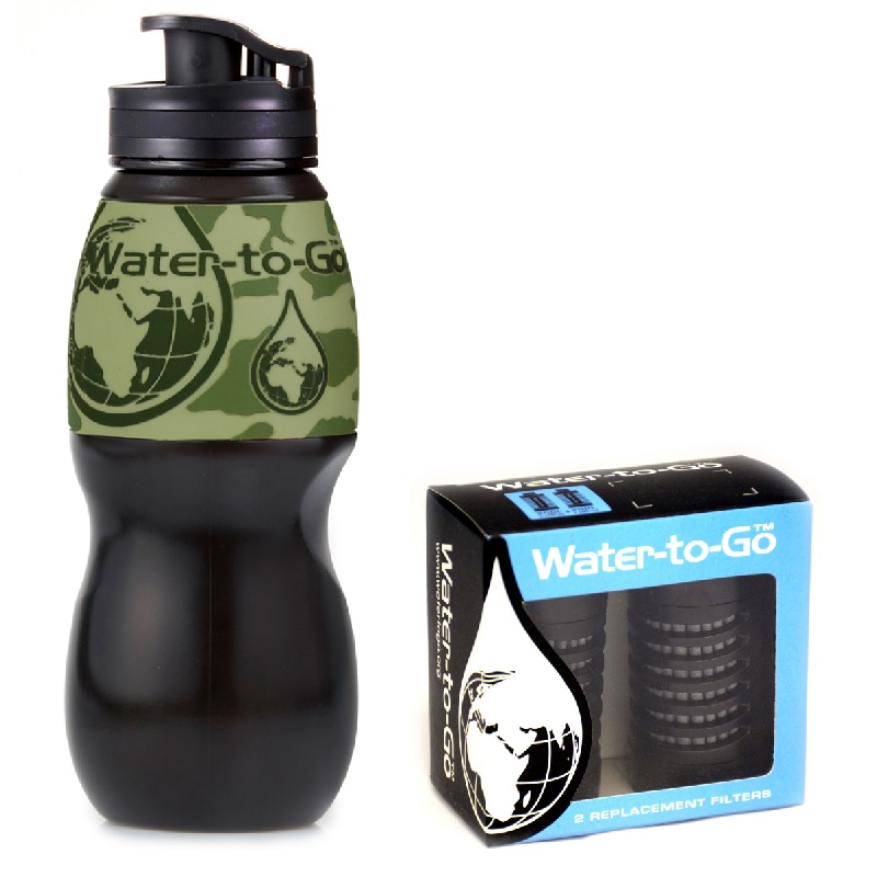 Water to go borraccia 75 ml new camo survival bushcraft + 3 filtri- 7 cent  al litro di acqua sicura! - Bere - Divisa Militare