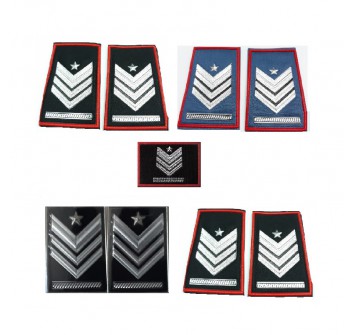 Kit gradi brigadiere capo qualifica speciale Carabinieri velcro, tubolari e metallo Divisa Militare
