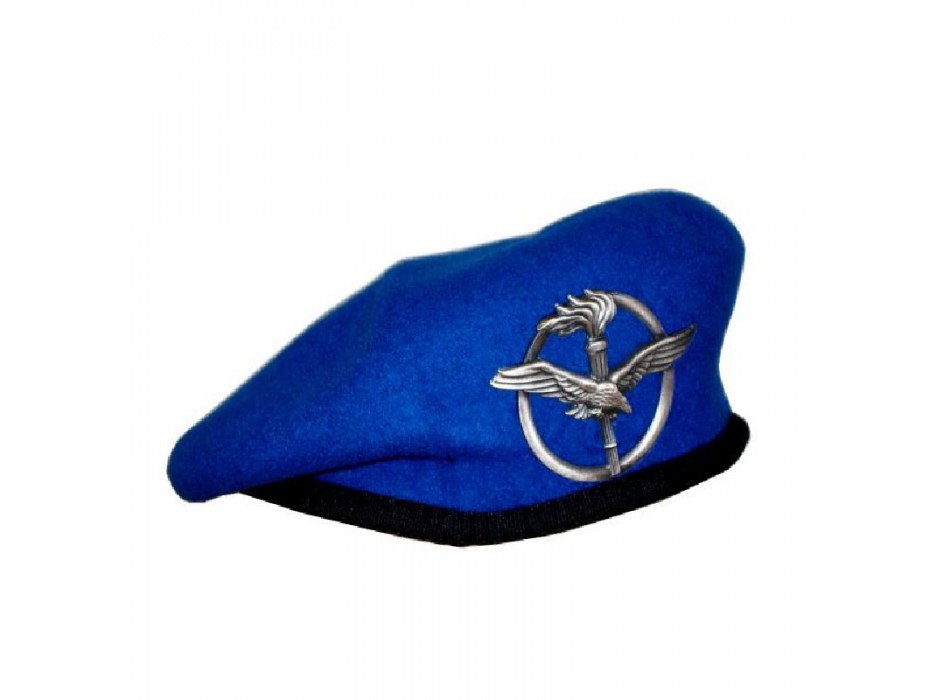 Basco azzurro modello spagnolo con fregio aves Divisa Militare