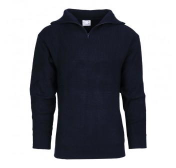 Maglione pullover collo alto mezza zip blu Divisa Militare