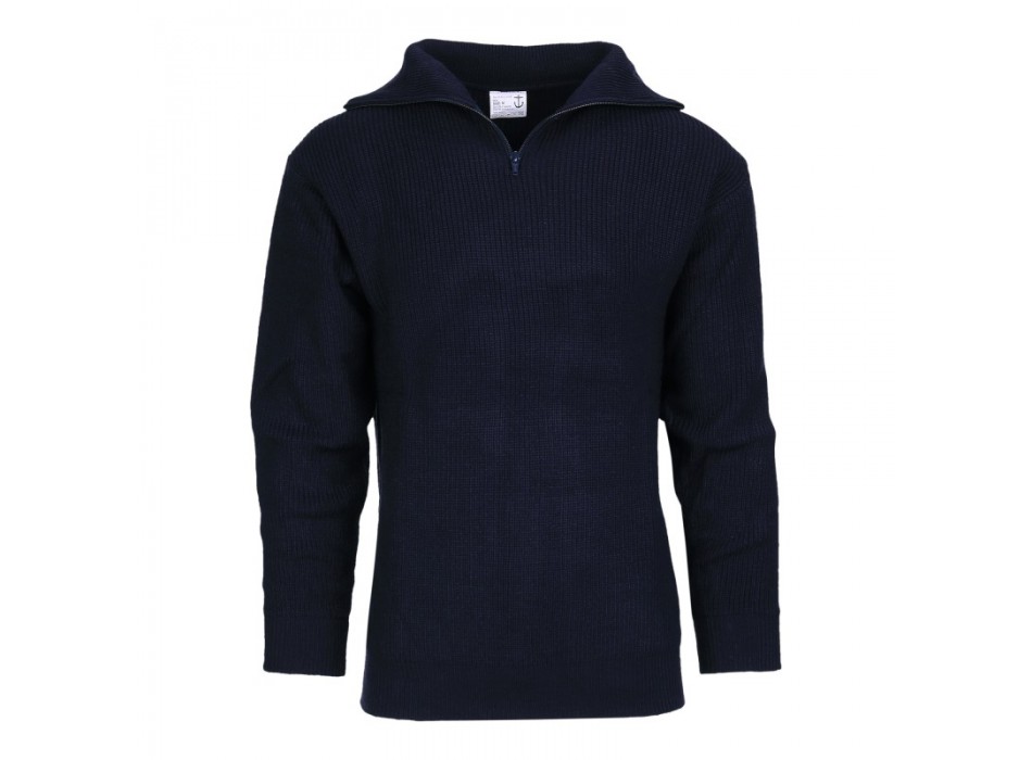 Maglione pullover collo alto mezza zip blu Divisa Militare