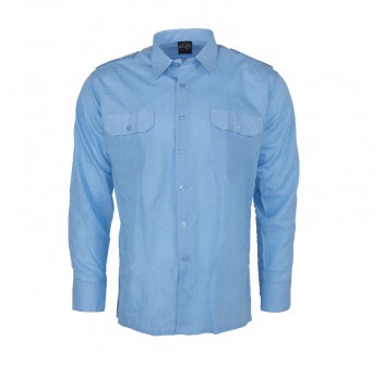 Camicia blu chiaro azzurro maniche lunghe per guardia giurata con spalline staccabili Divisa Militare