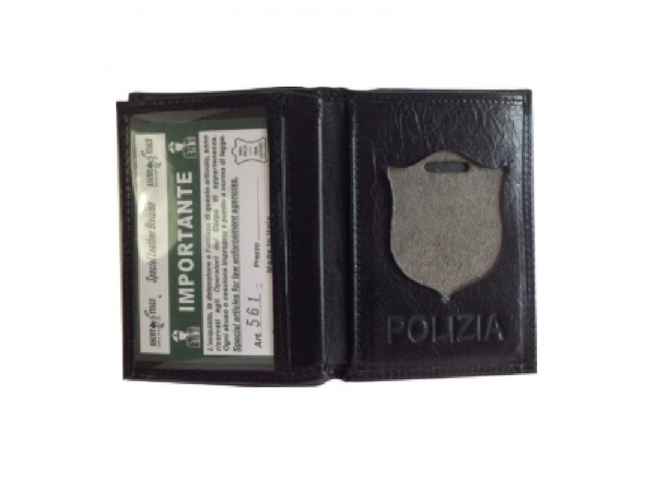 Portafogli doppio per placca operativa Polizia di stato Ascot vera pelle 580ps  Divisa Militare