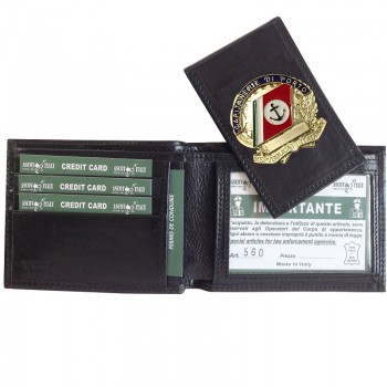 Portafogli classico per placca Guardia Costiera Ascot vera pelle 260cp Divisa Militare
