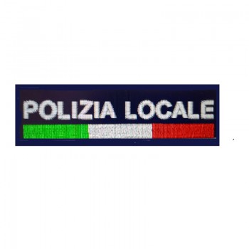 Patch scritta Polizia Locale ricamata con velcro e tricolore Divisa Militare