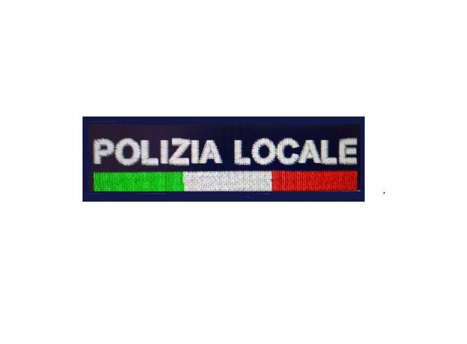 Patch scritta Polizia Locale ricamata con velcro e tricolore Divisa Militare