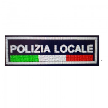 Patch scritta Polizia Locale ricamata con velcro e tricolore Divisa Militare