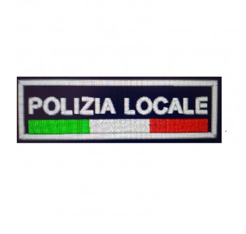 Patch scritta Polizia Locale ricamata con velcro e tricolore Divisa Militare