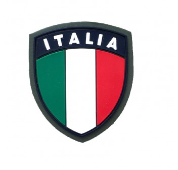 Patch Italia scudetto contorno verde gommata con velcro Divisa Militare