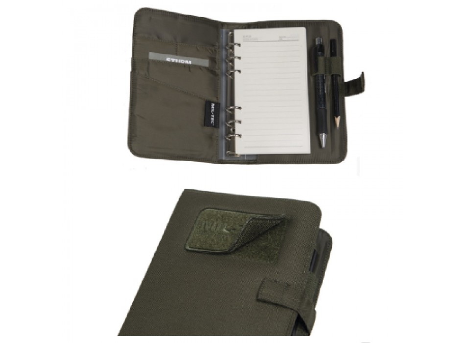 Agenda verde ad anelli con Portablocco + block notes verde Divisa Militare