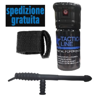 Baby tonfa + Spray peperoncino getto conico Tactical Line 20 ml tl pro+babytonfa Divisa Militare