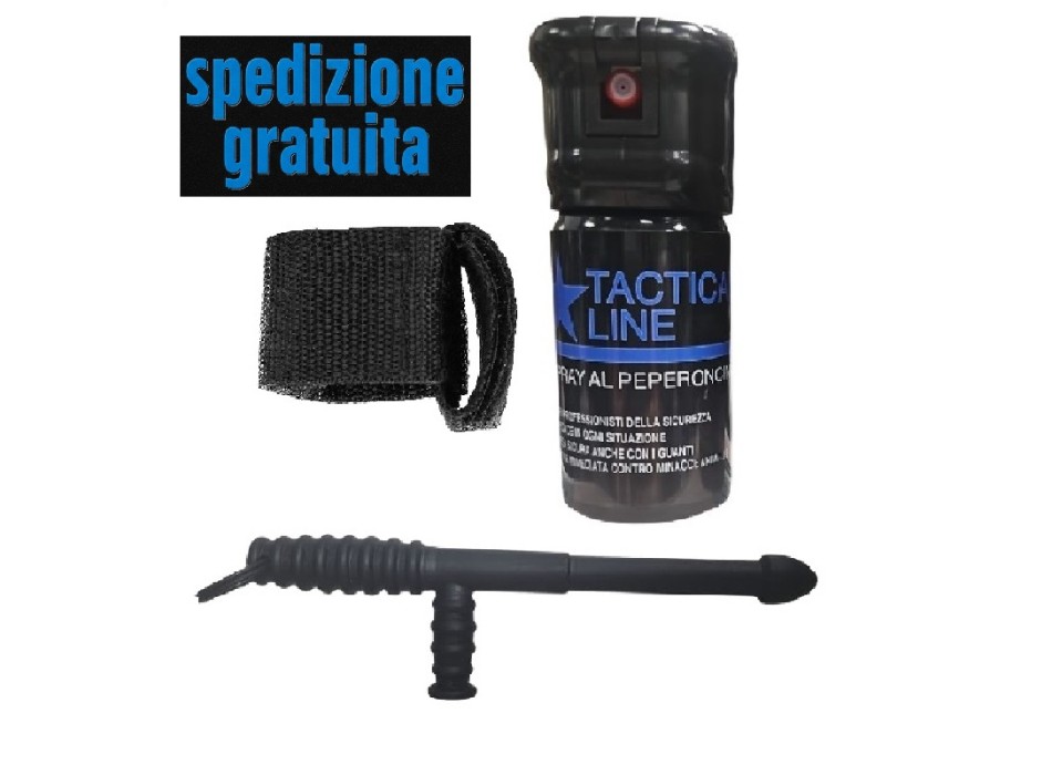 Baby tonfa + Spray peperoncino getto conico Tactical Line 20 ml tl pro+babytonfa Divisa Militare