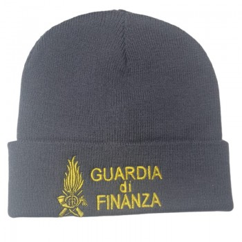 Berretto GDF Guardia di Finanza + fiamma grigio tipo lana Divisa Militare