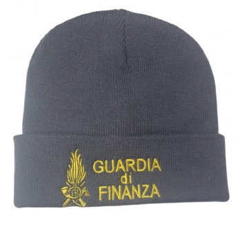 Berretto GDF Guardia di Finanza + fiamma grigio tipo lana Divisa Militare