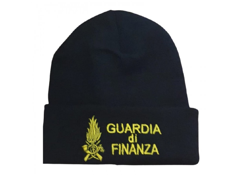 Berretto GDF Guardia di Finanza + fiamma nero tipo lana Divisa Militare