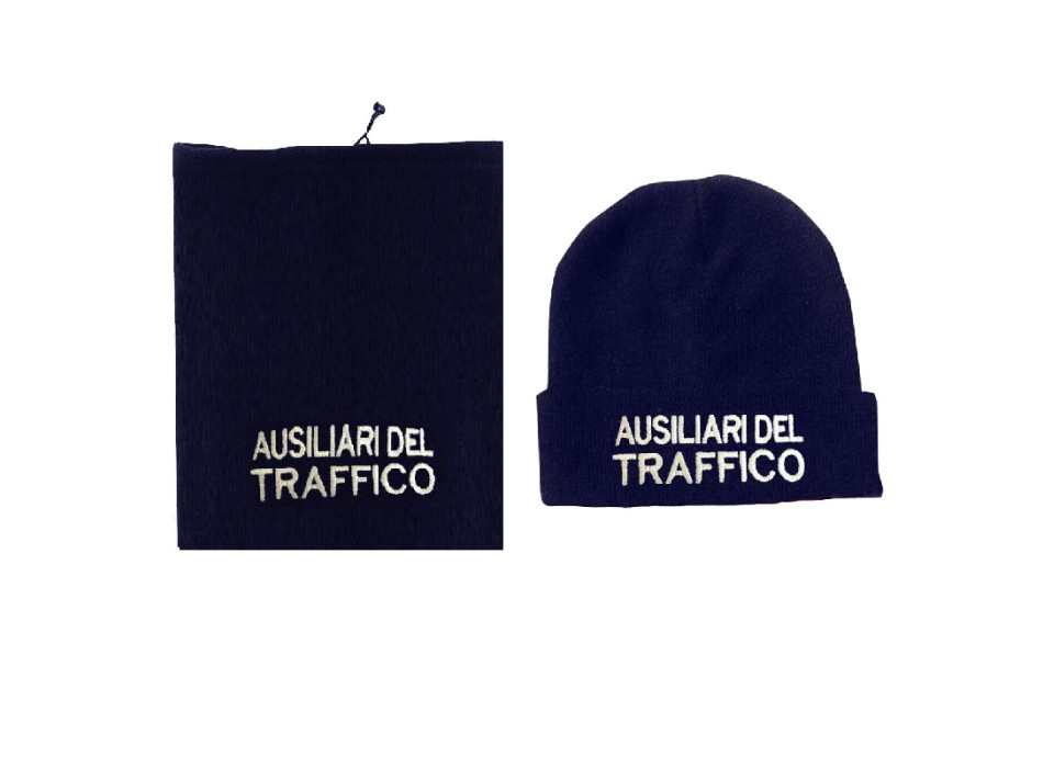 Berretto + scaldacollo Ausiliari del Traffico topo lana papalina cuffia berretta Divisa Militare