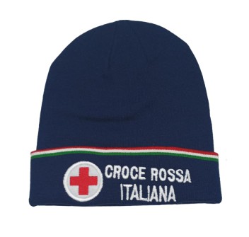 berretto tipo lana cri croce rossa italiana con tricolore blu Divisa Militare