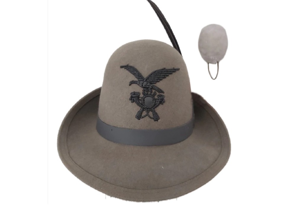 Cappello Alpino truppa completo di Penna Fregio Nappina Bianca Divisa Militare