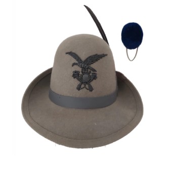 Cappello Alpino truppa completo di Penna Fregio Nappina Blu Divisa Militare