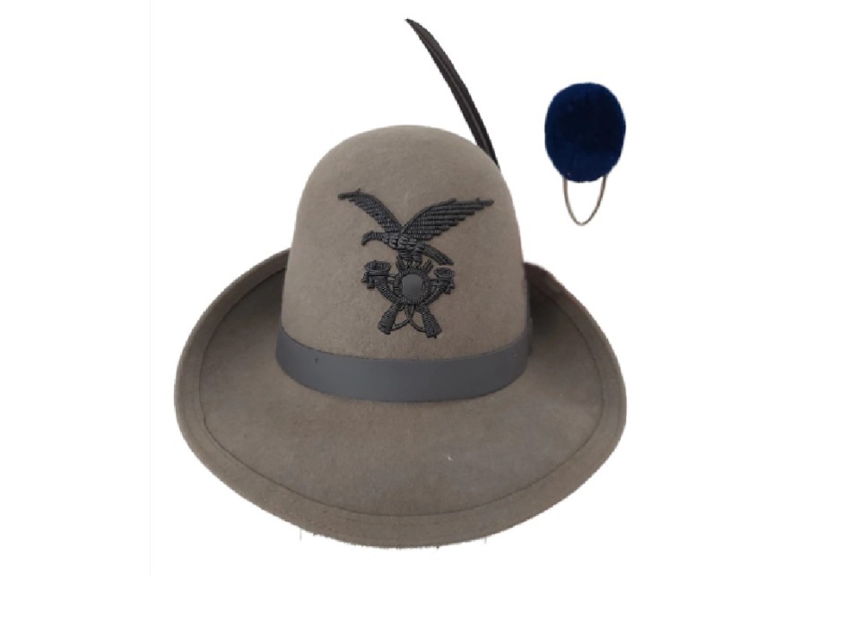 Cappello Alpino truppa completo di Penna Fregio Nappina Blu Divisa Militare