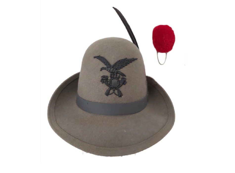 Cappello Alpino truppa completo di Penna Fregio Nappina Rossa Divisa Militare