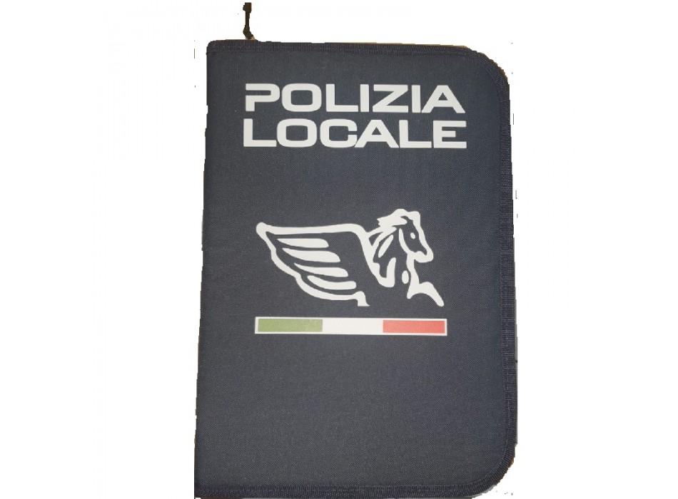 Cartellina porta documenti con cerniera Polizia Locale Pegaso Divisa Militare