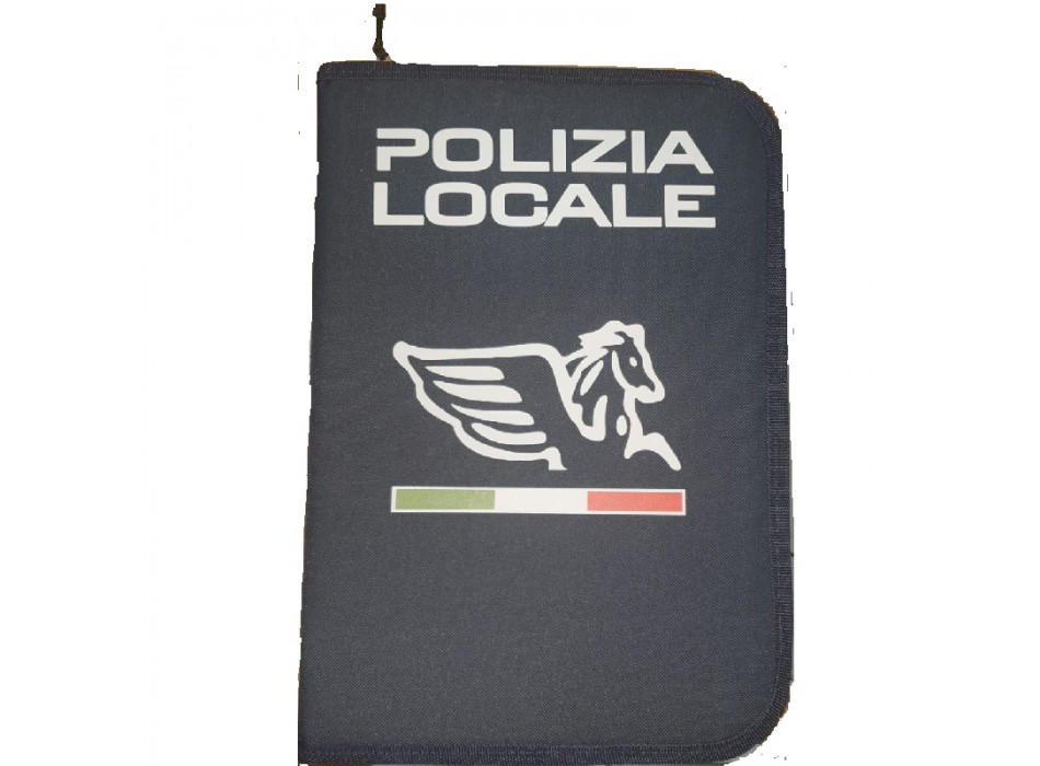 Cartella porta documenti con cerniera Polizia Locale Pegaso