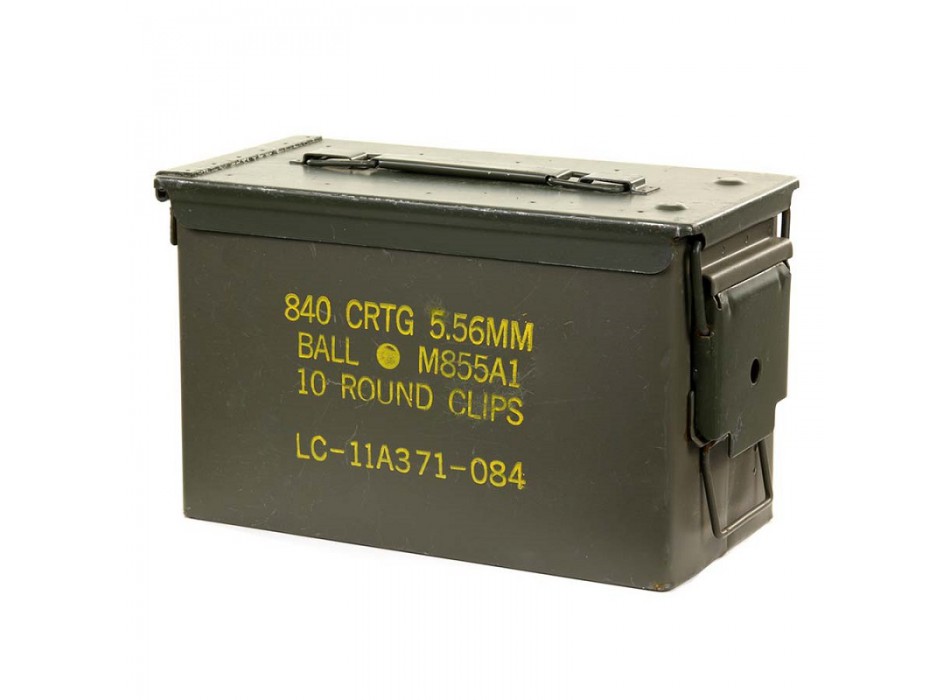 Cassa box porta munizioni in stile militare USA secchio munizioni scatola di metallo, 27,5 x 17,5 x 9,5 cm, Verde Divisa Militare