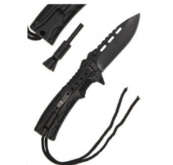 Coltello bushcraft paracord, acciarino e fischetto Divisa Militare