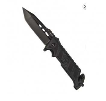 Coltello da soccorso taglia cinture rompi vetro e clip con stella Divisa Militare