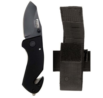 Coltello da soccorso taglia cinture rompi vetro + fodera porta coltello nero Divisa Militare