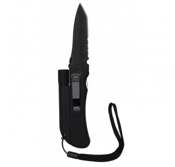 Coltello Survival con lampadina e accendi fuoco+clip Divisa Militare