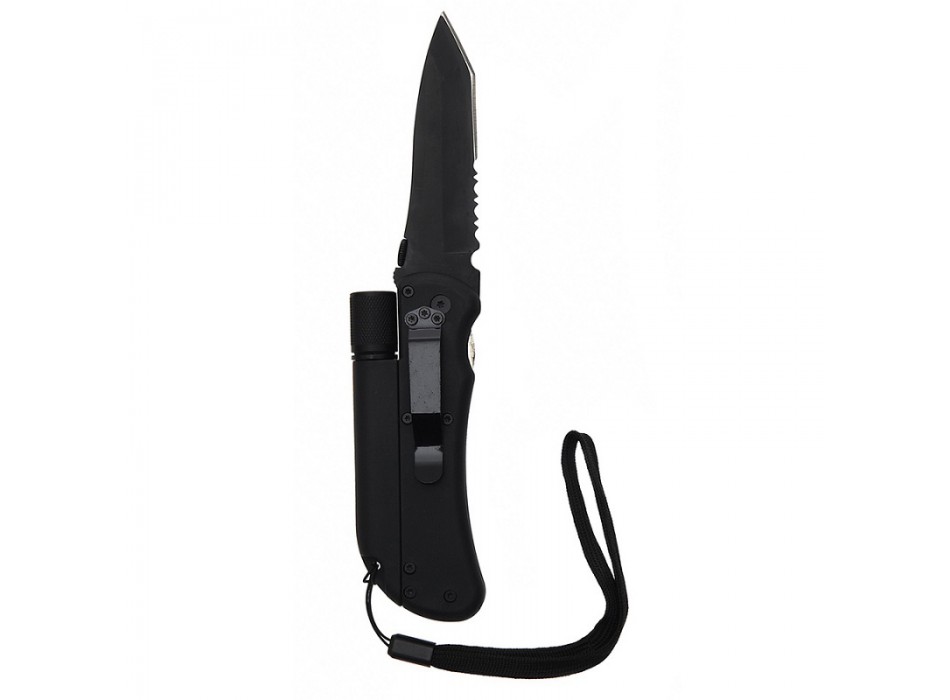 Coltello Survival con lampadina e accendi fuoco+clip Divisa Militare