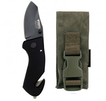 Coltello taglia cinture rompi vetro + fodera porta coltello verde Divisa Militare