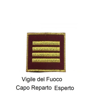 Distintivo qualifica Vigili del Fuoco VVF Capo Reparto Esperto grado quadrato Divisa Militare