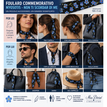 Foulard Commemorativo Myosotis Non Ti Scordar di Me – Caduti per la Patria – 100 x 5 cm Divisa Militare