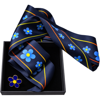 Foulard + Spilla metallo Commemorativo Myosotis Non Ti Scordar di Me – Caduti per la Patria – 100 x 5 cm Divisa Militare