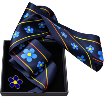 Foulard + Spilla metallo Commemorativo Myosotis Non Ti Scordar di Me – Caduti per la Patria – 100 x 5 cm Divisa Militare