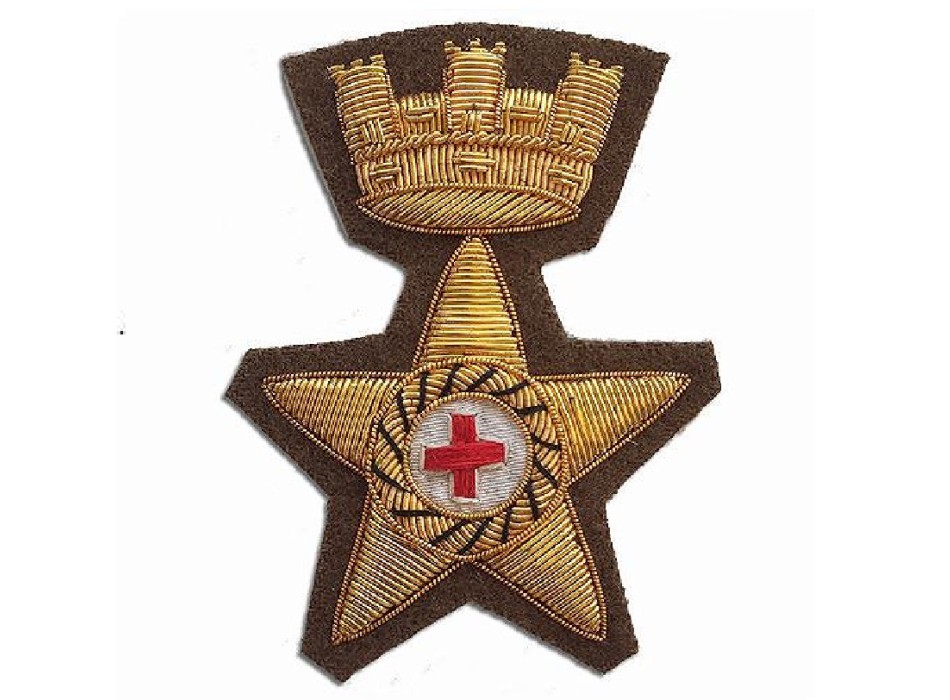 Fregio tesa ricamato sanità Croce Rossa Corpo Militare per truppa Divisa Militare