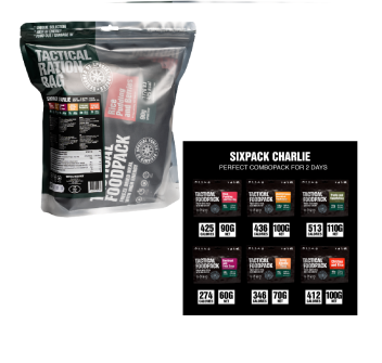 Kit alimentare due giorni Sixpack Charlie 530g tactical foodpack Divisa Militare