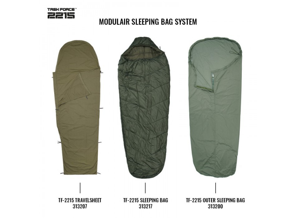 Kit sacco a pelo zero 0 gradi+fodera impermeabile raincover+lenzuolo tf-2215 Divisa Militare