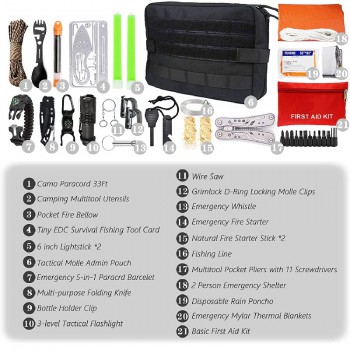 Kit sopravvivenza e primo soccorso 101 pezzi con borsello Divisa Militare