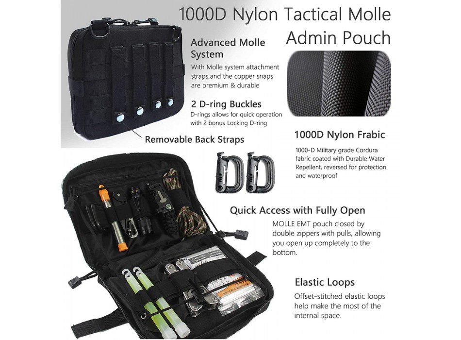 Kit sopravvivenza e primo soccorso 101 pezzi con borsello Divisa Militare