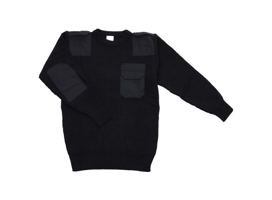 Maglione con toppe su spalla e gomiti portagradi e taschino blu Divisa Militare