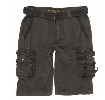 Pantaloncini bermuda survival nero con cintura Divisa Militare