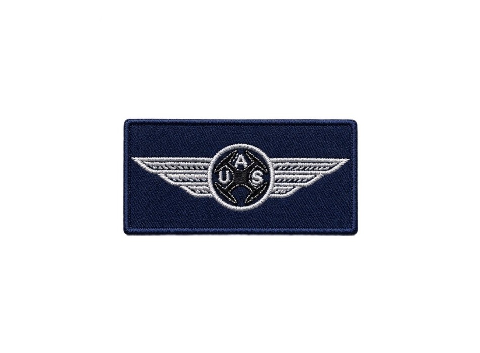Patch Brevetto Pilota Drone 8 × 4 cm contorno blu a velcro Divisa Militare